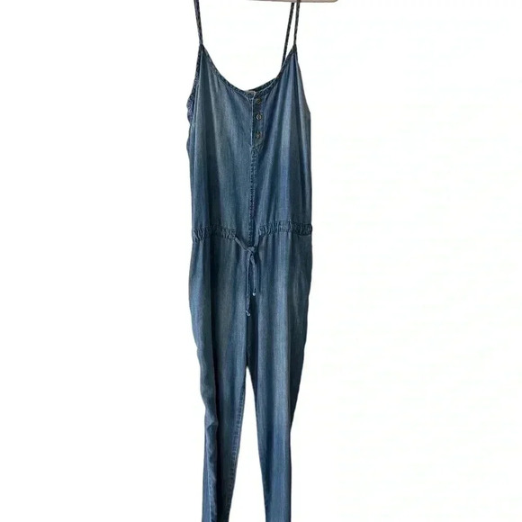 Anthropologie Cloth & Stone Women's Chambray Tencel Jumpsuit Size Large - Picture 1 of 8